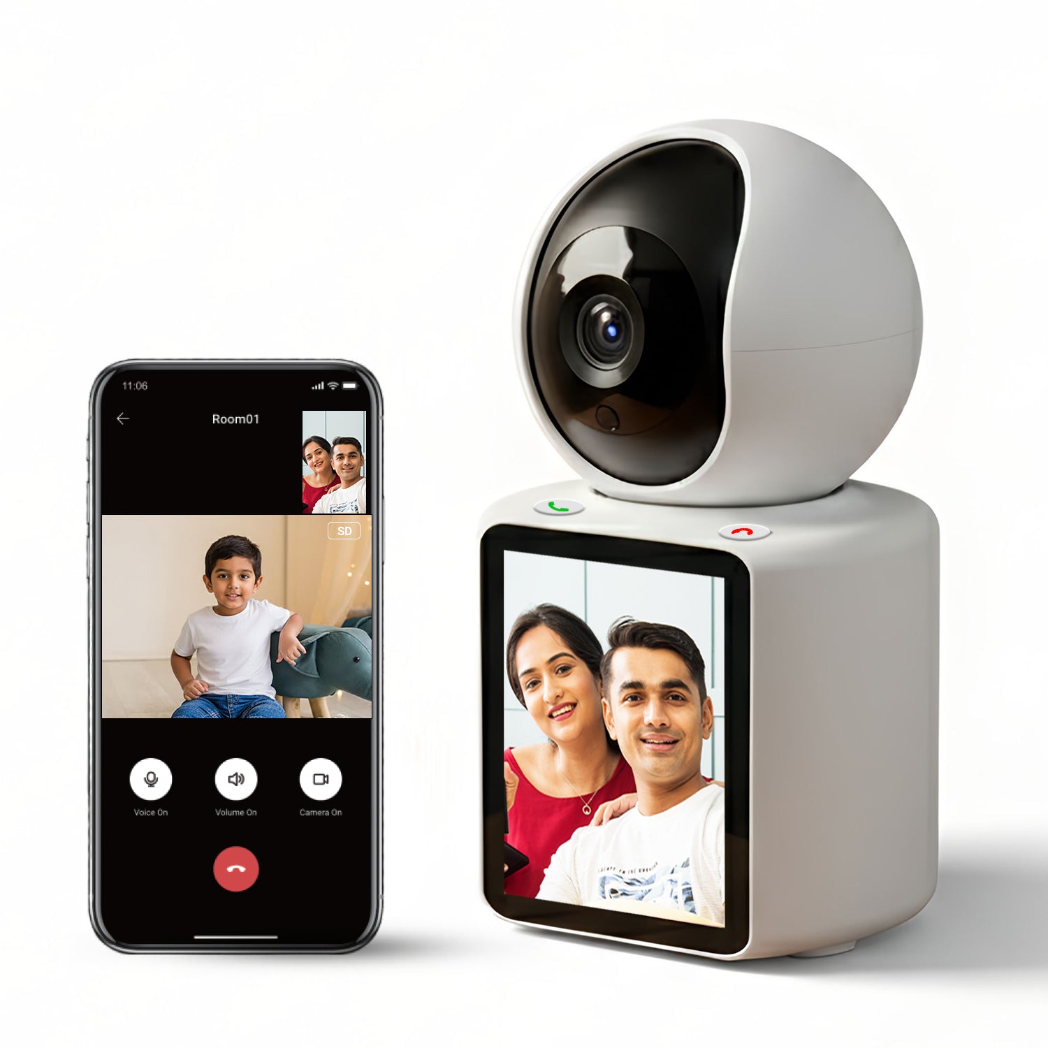 WiFi Video Calling CCTV Camera with 2.8" Screen | 1 Click Call, 2 Way Talk | Motion Detector, Night Vision, App Alert | Indoor Baby/Elderly/Maid Live Monitoring | CCTV with Screen