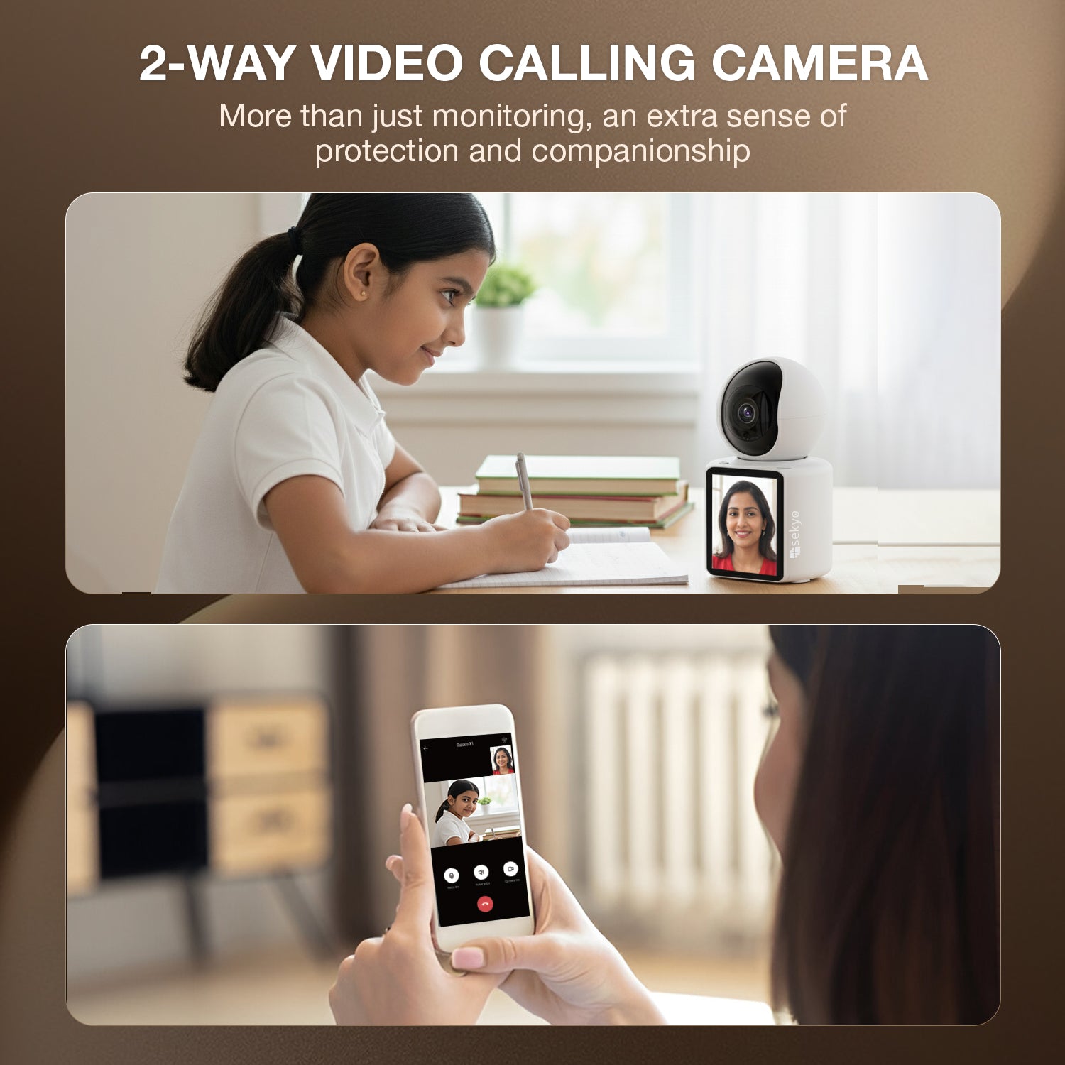 WiFi Video Calling CCTV Camera with 2.8" Screen | 1 Click Call, 2 Way Talk | Motion Detector, Night Vision, App Alert | Indoor Baby/Elderly/Maid Live Monitoring | CCTV with Screen