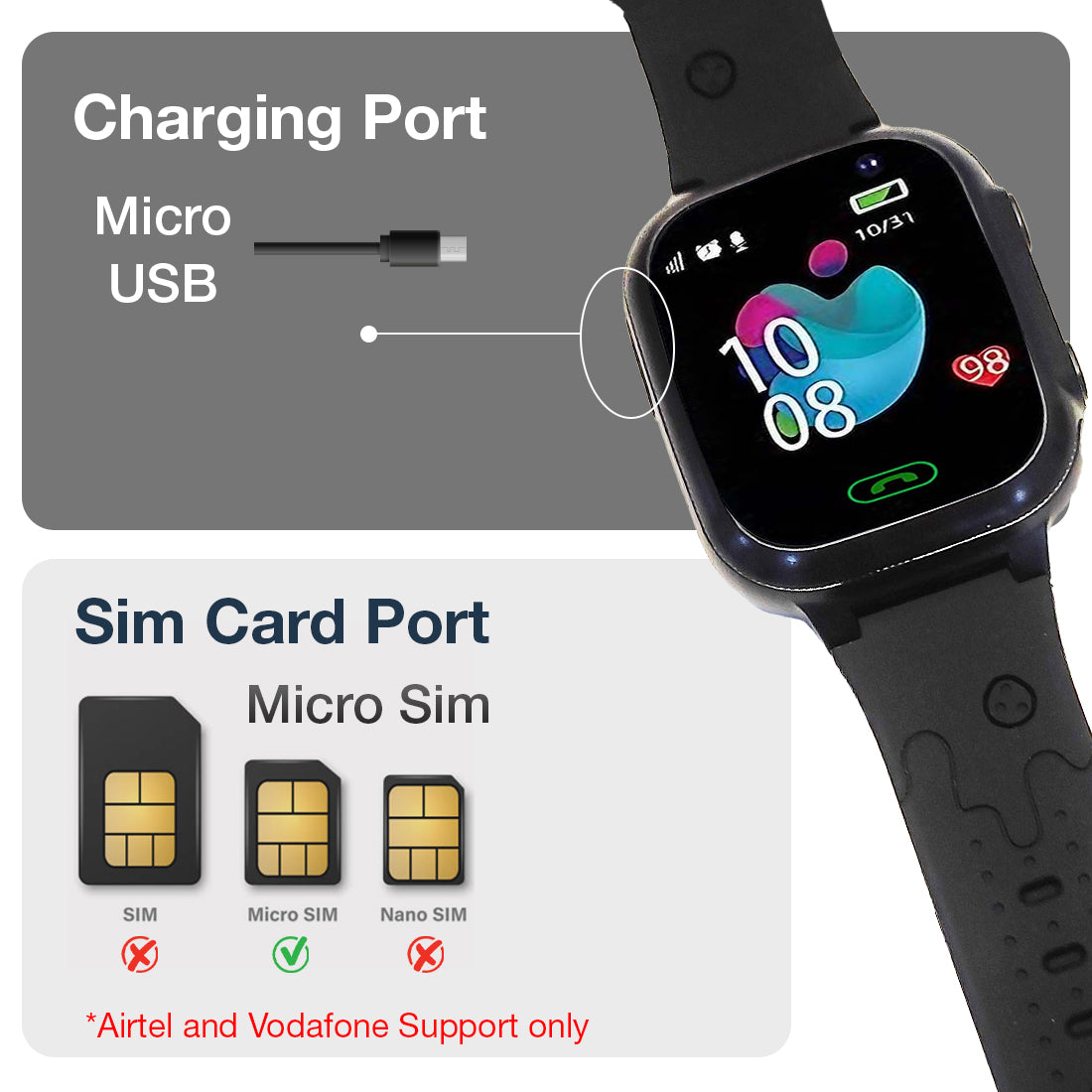 kids watch charging port