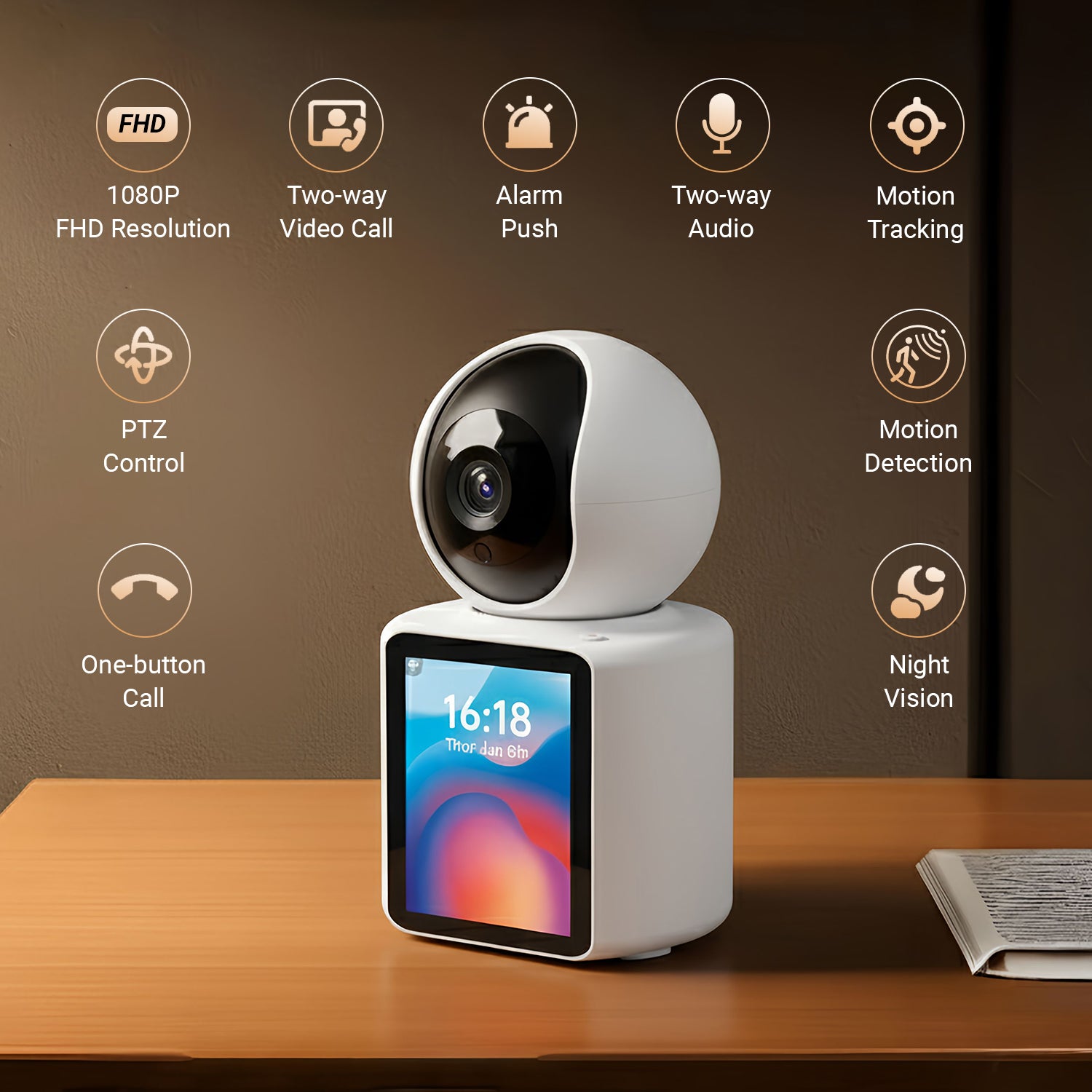 WiFi Video Calling CCTV Camera with 2.8" Screen | 1 Click Call, 2 Way Talk | Motion Detector, Night Vision, App Alert | Indoor Baby/Elderly/Maid Live Monitoring | CCTV with Screen