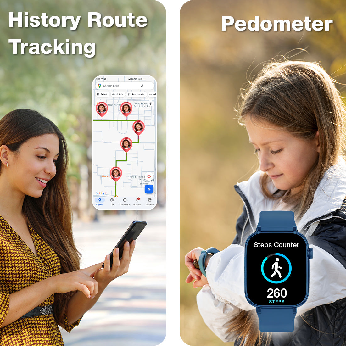 history route tracking pedometer kids safety watch