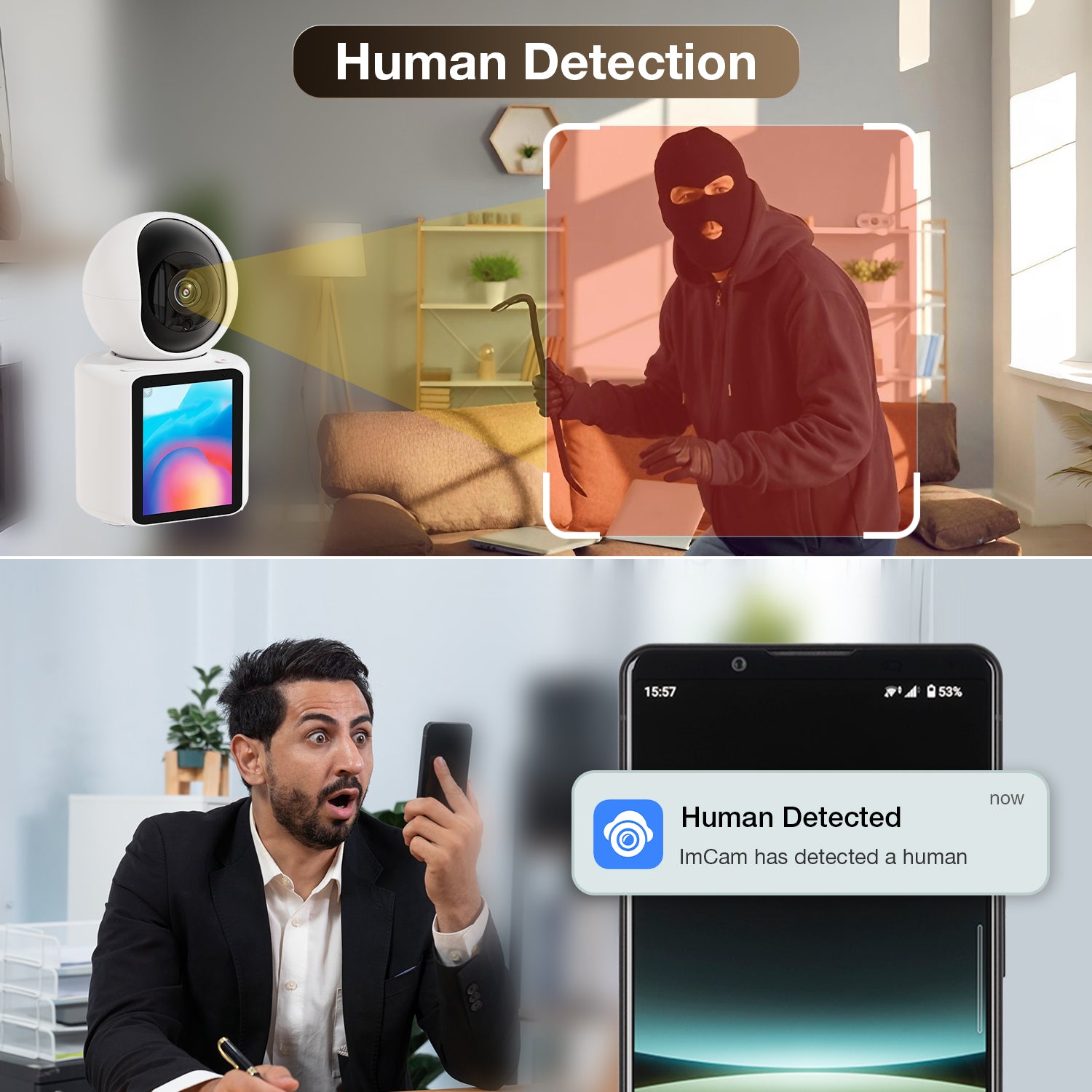 WiFi Video Calling CCTV Camera with 2.8" Screen | 1 Click Call, 2 Way Talk | Motion Detector, Night Vision, App Alert | Indoor Baby/Elderly/Maid Live Monitoring | CCTV with Screen