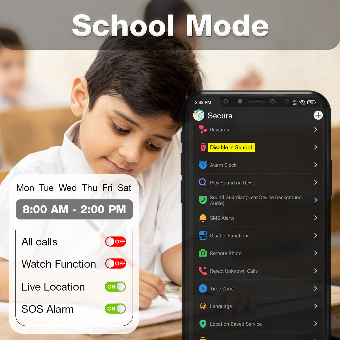 kids smartwatch with school mode