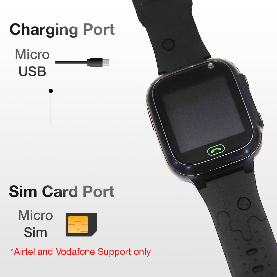 Sekyo S1 Kids Smart Watch with sim card port