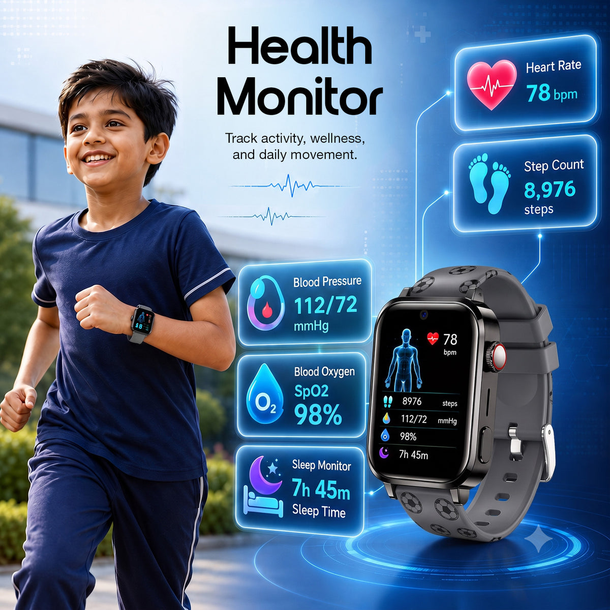 Neo Fit Kids Smartwatch (Ai Learning + Health Sensor)