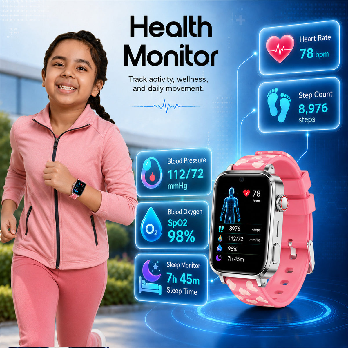 Neo Fit Kids Smartwatch (Ai Learning + Health Sensor)
