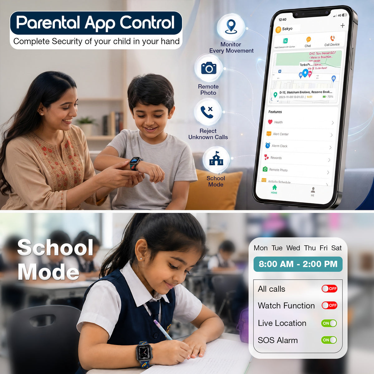 Neo Fit Kids Smartwatch (Ai Learning + Health Sensor)