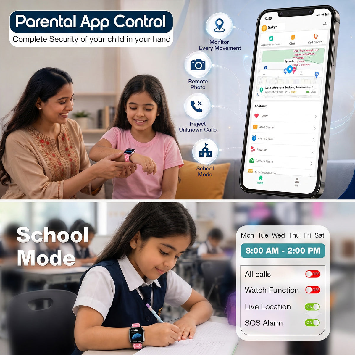 Neo Fit Kids Smartwatch (Ai Learning + Health Sensor)