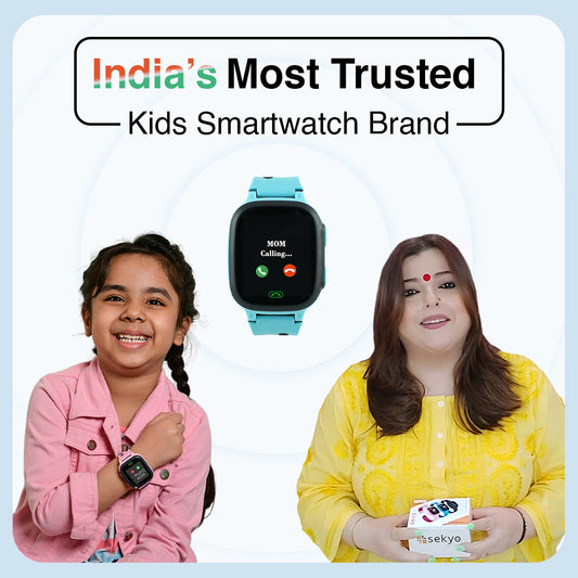 Delnaaz Iraniwith Sekyo S1 Kids Smart Watch blue color